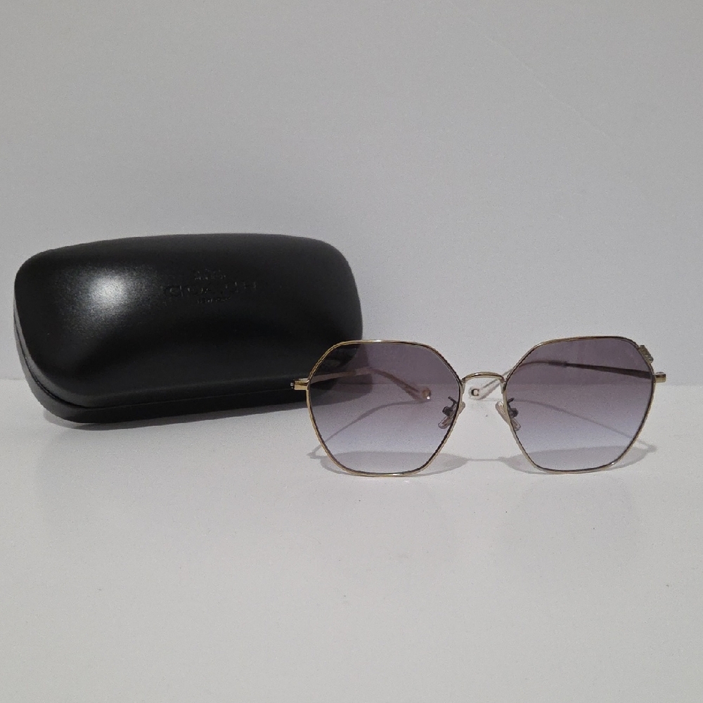 Coach Gold Frame Hexagon Sunglasses